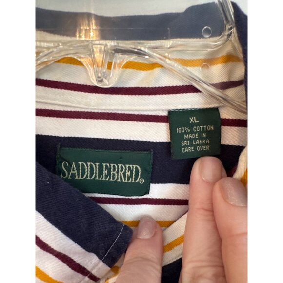 Vintage 90's Saddlebred Vertical Stripped Long Sleeve Button Down Shirt Men's XL - Picture 3 of 4